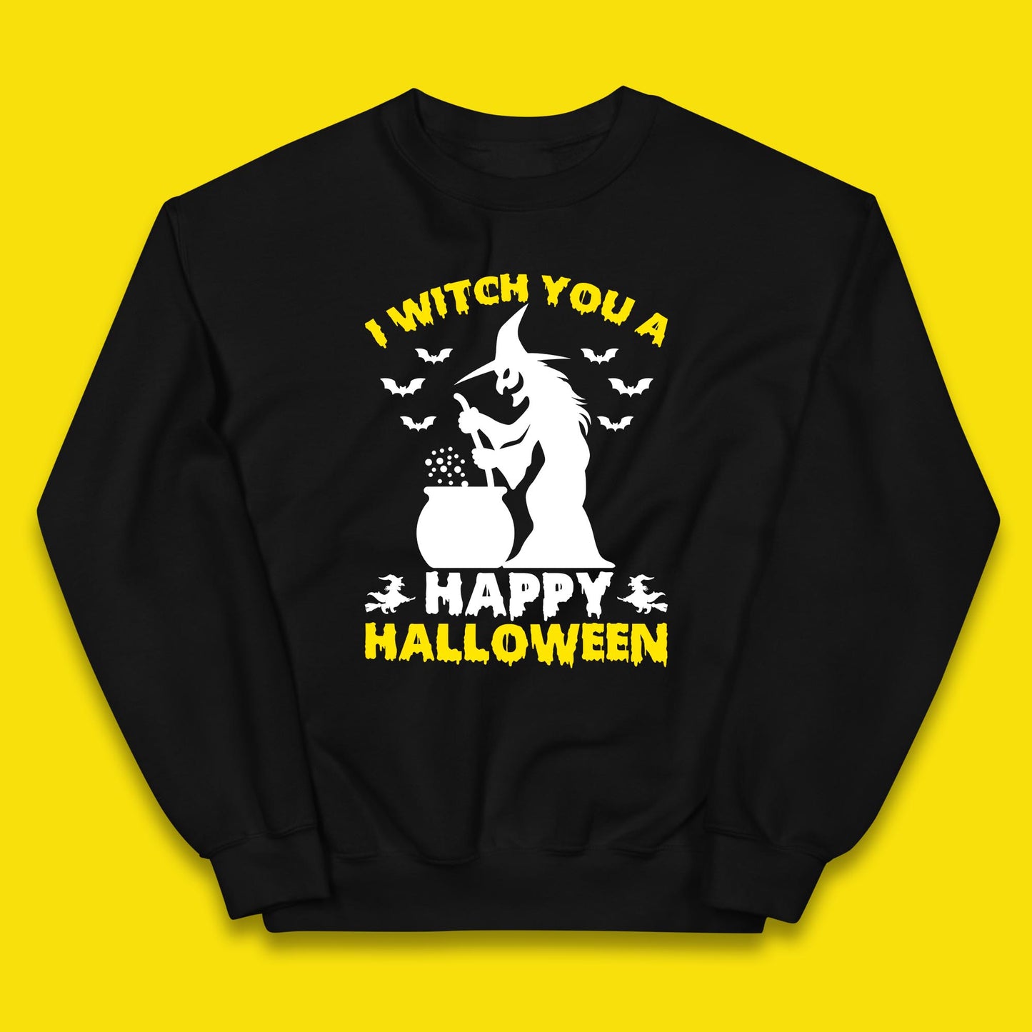 I Witch You A Happy Halloween Cauldron Potion Witch Horror Scary Spooky Season Kids Jumper
