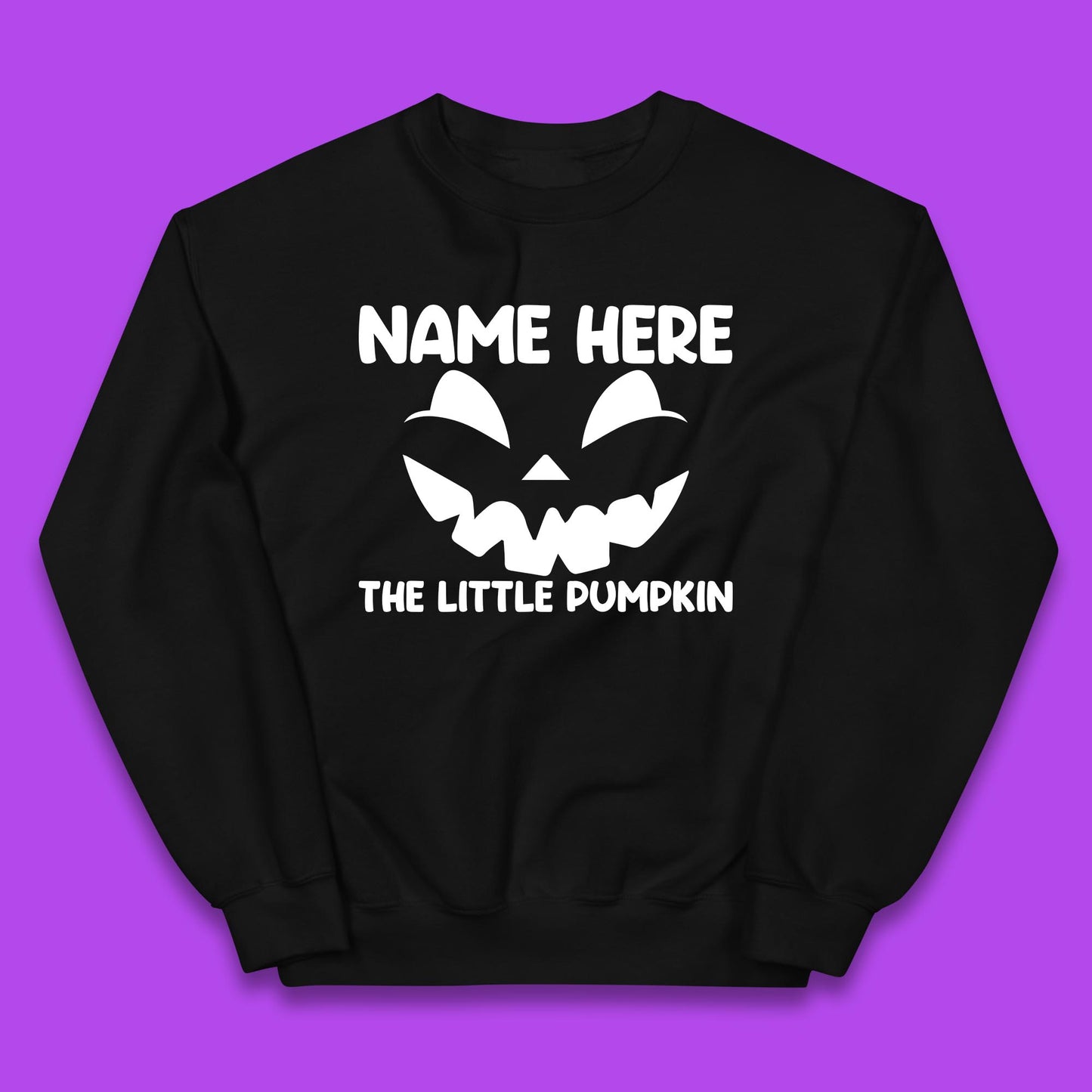Personalised Your Name Here The Little Pumpkin Jack O Lantern Scary Spooky Face Kids Jumper