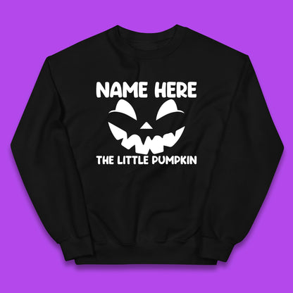 Personalised Your Name Here The Little Pumpkin Jack O Lantern Scary Spooky Face Kids Jumper