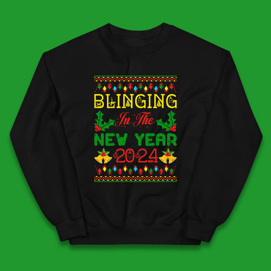 Blinging In The New Year 2024 Christmas Happy New Year Xmas Festive Celebration Kids Jumper