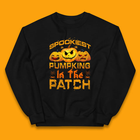 Spookiest Pumpkin In The Patch Spooky Season Happy Halloween Kids Jumper