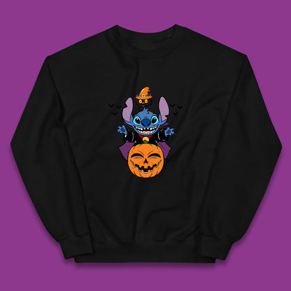 Disney Halloween Pumpkin Devil Stitch With Black Cat Horror Scary Disney Lilo & Stitch Kids Jumper