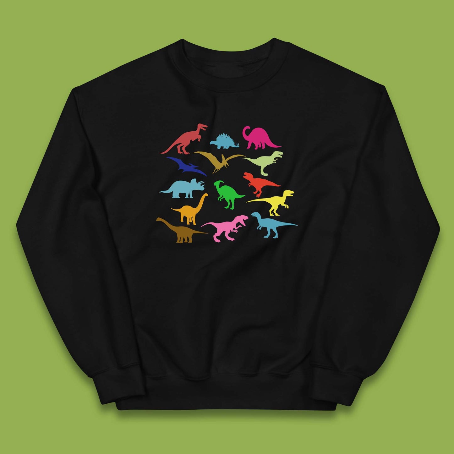 Colourful Dinosaurs Dino Fossil Dinosaurs Wild Nature Prehistoric Paleontology Velociraptor Kids Jumper