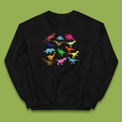 Colourful Dinosaurs Dino Fossil Dinosaurs Wild Nature Prehistoric Paleontology Velociraptor Kids Jumper