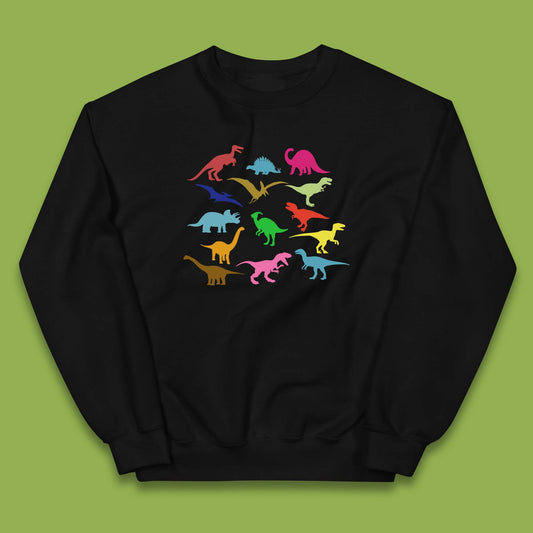 Colourful Dinosaurs Dino Fossil Dinosaurs Wild Nature Prehistoric Paleontology Velociraptor Kids Jumper