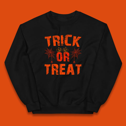 Trick Or Treat Happy Halloween Horror Scary Spooky Season Vibes Kids Jumper
