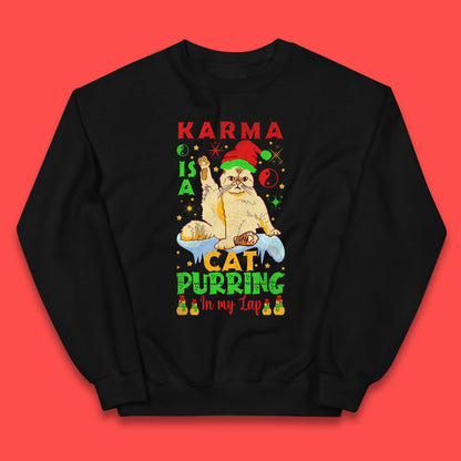 Christmas Karma Is A Cat Kids Jumper
