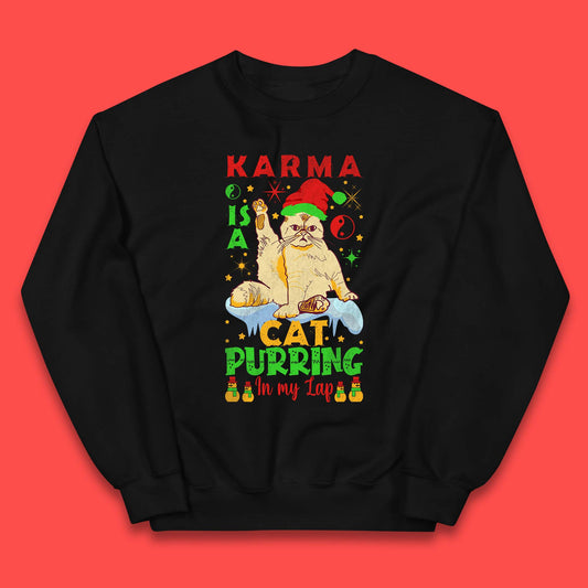 Christmas Karma Is A Cat Kids Jumper