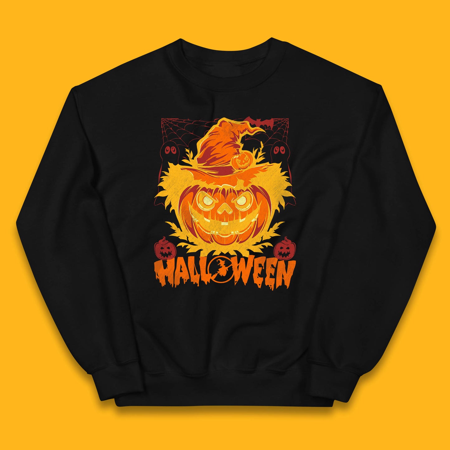 Halloween Scary Pumpkin Face Jack O Lantern Horror Halloween Night Kids Jumper