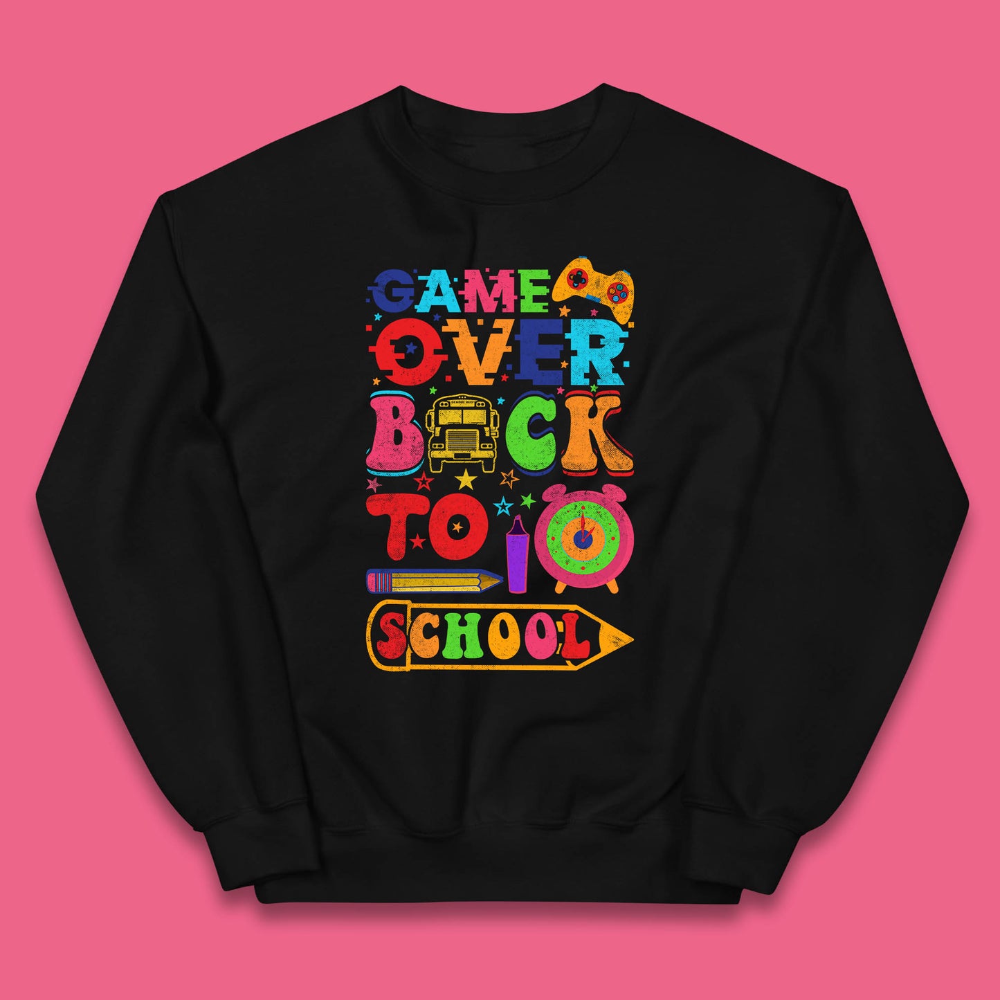 Game Over Back To School Gaming Lover Colorful School Costume Gift Kids Jumper