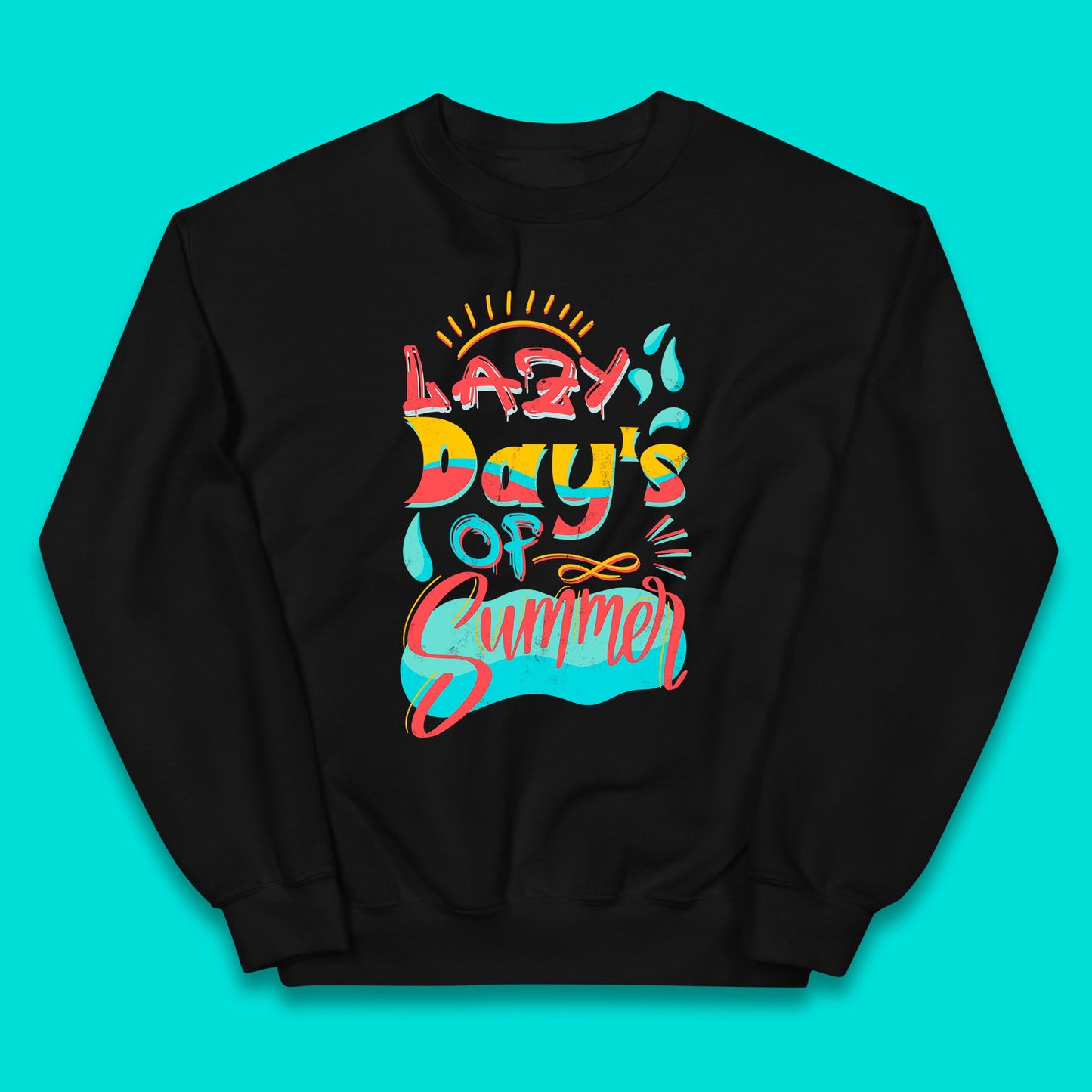 Lazy Days Of Summer Vintage Retro Sunset Surfer Beach Holiday Trip Kids Jumper