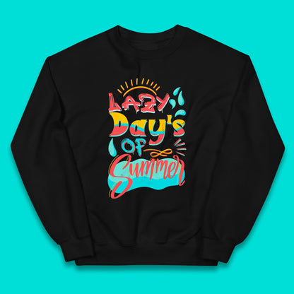 Lazy Days Of Summer Vintage Retro Sunset Surfer Beach Holiday Trip Kids Jumper