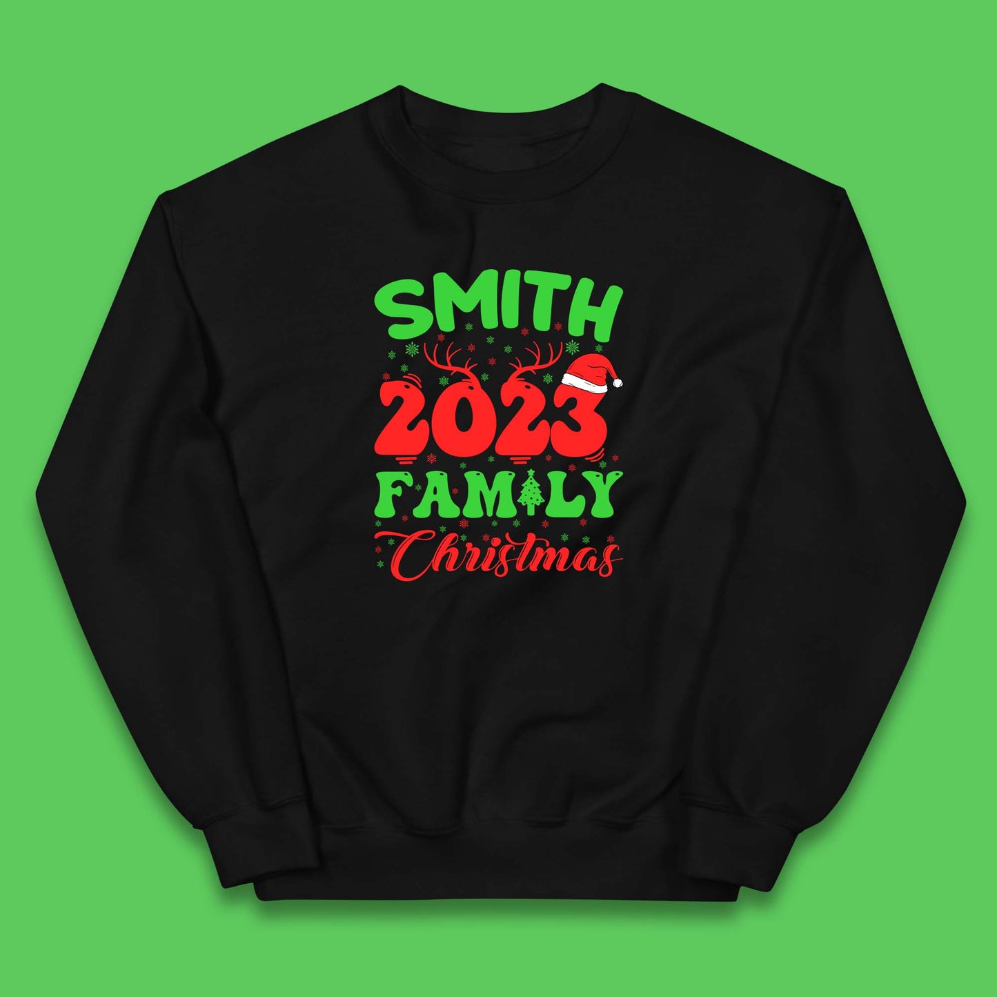 Personalised 2023 Family Christmas Your Name Xmas Matching Family Costume Kids Jumper
