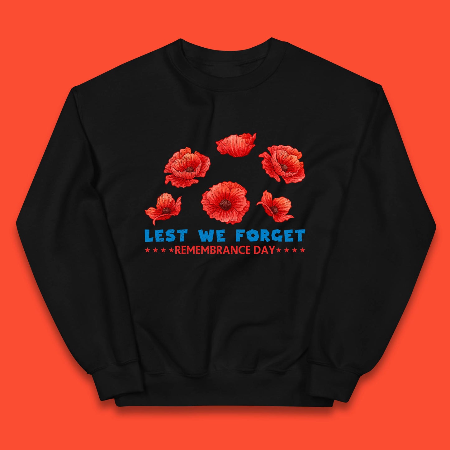 Lest We Forget Remembrance Day Poppy Flowers British Armed Forces Day Kids Jumper