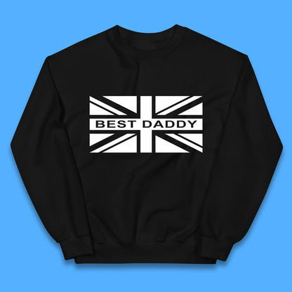 Best Daddy Vintage Union Jack Great Britain United Kingdom England Flag Patriotic Dad Father's Day Kids Jumper