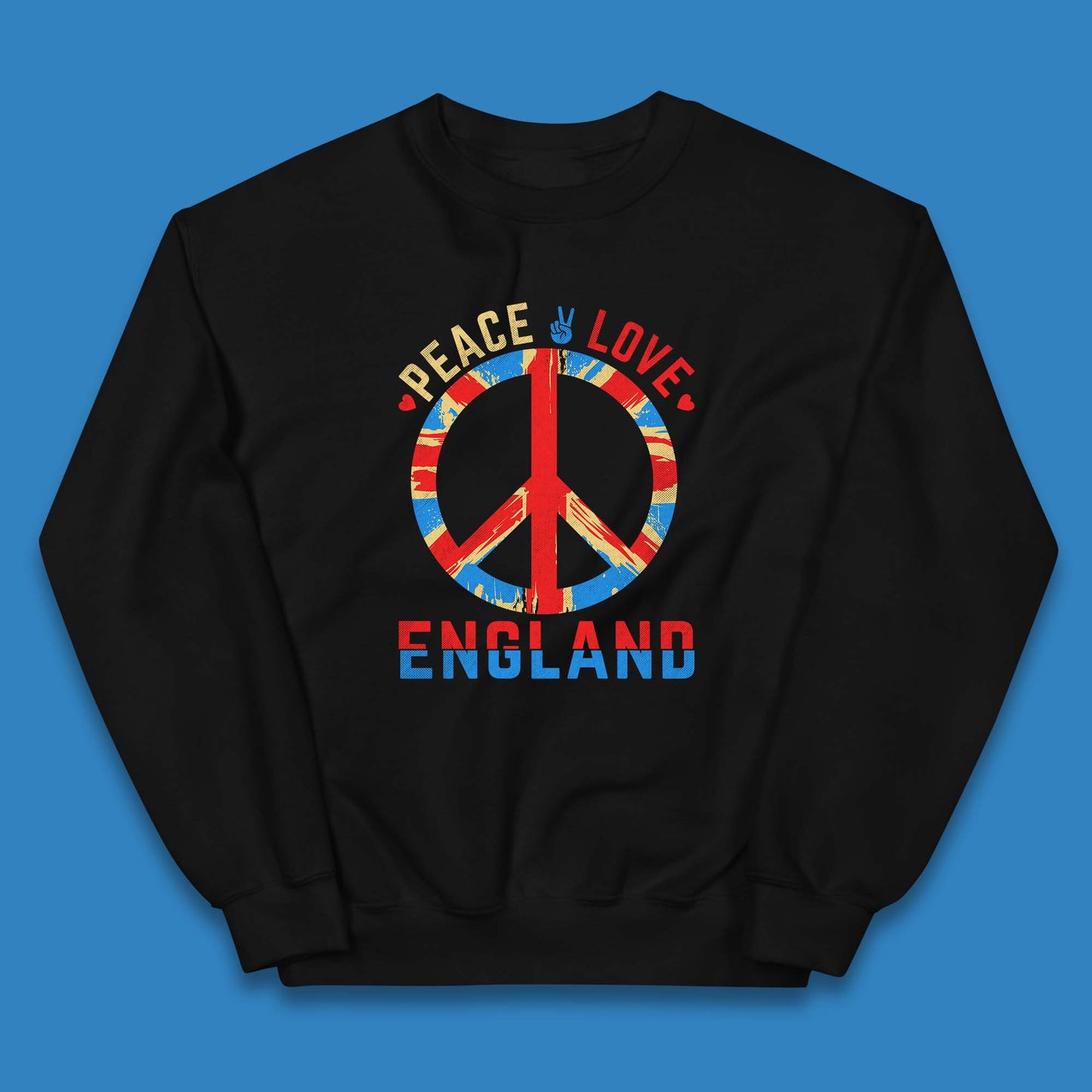 Peace Love England Peace Sign United Kingdom British England Vacation Trip Kids Jumper