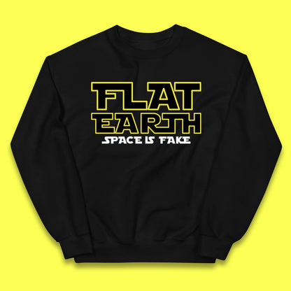 Flat Earth Space Is Fake Funny Conspiracy The Force Awakens Inspired NASA Lies Star Wars Inspired Kids Jumper