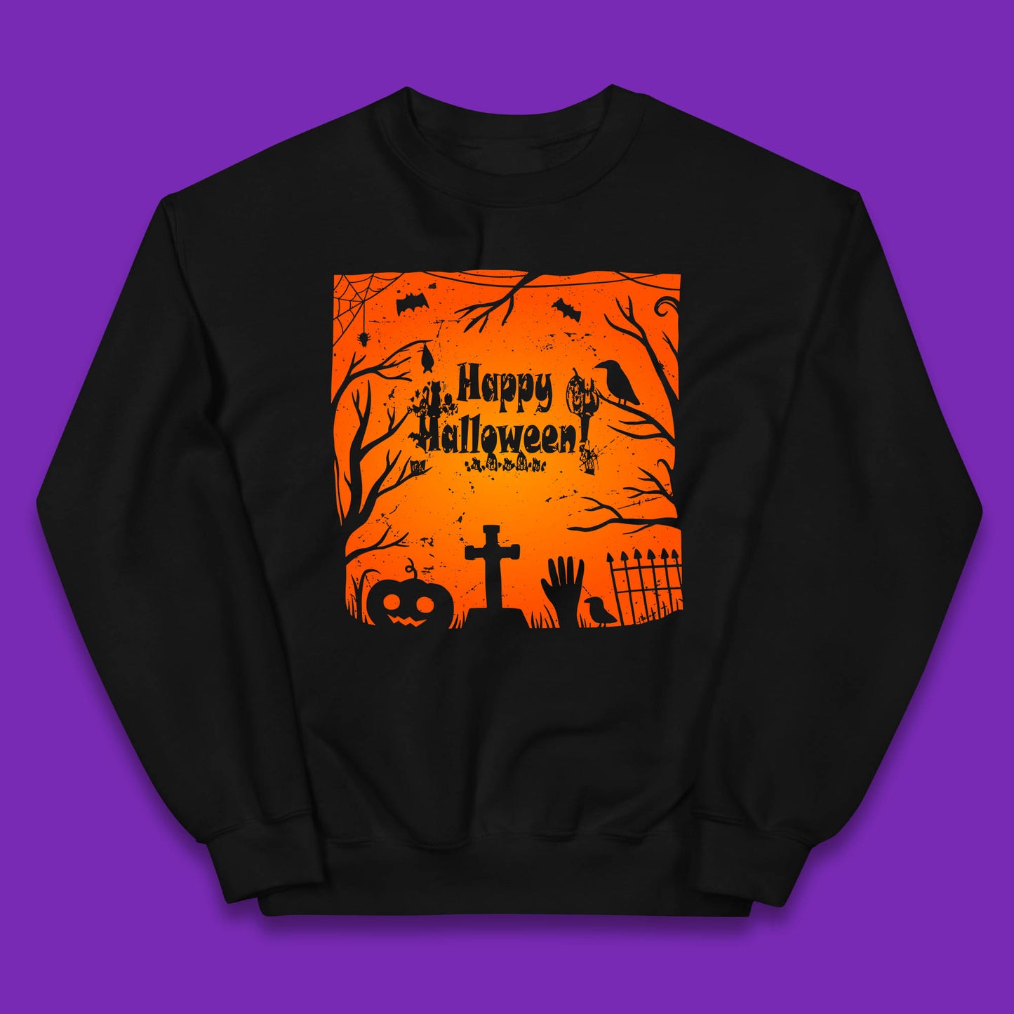 Happy Halloween Witch Hand Cross Sign Scary Pumpin Spooky Terrific Halloween Night Kids Jumper