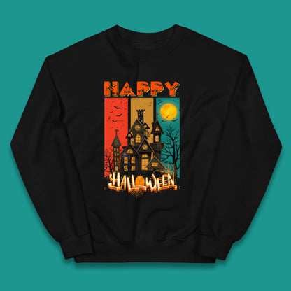 Happy Halloween Vintage Style Horror Scary Haunted House Kids Jumper