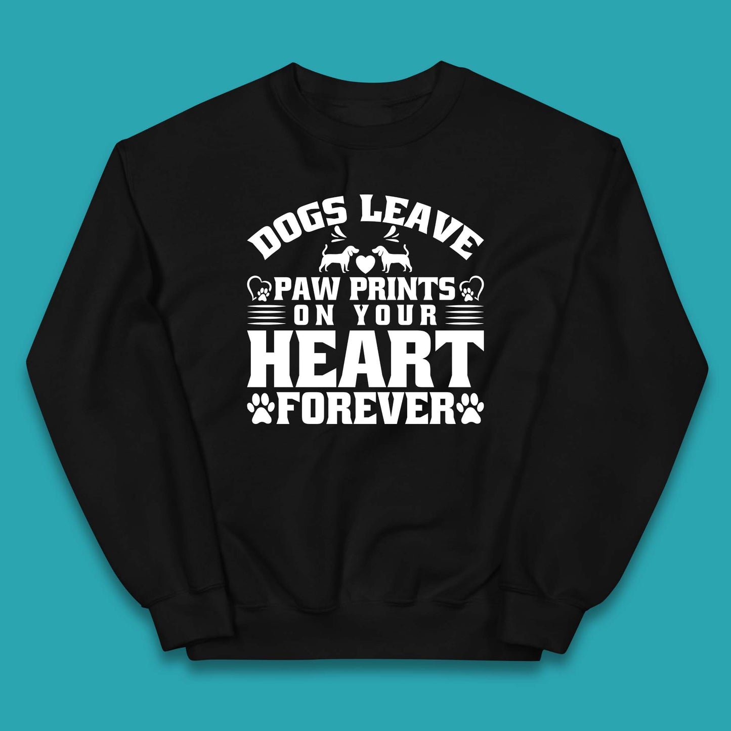 Dogs Leave Paw Print On Your Heart Forever Dog Paw Lovers Kids Jumper