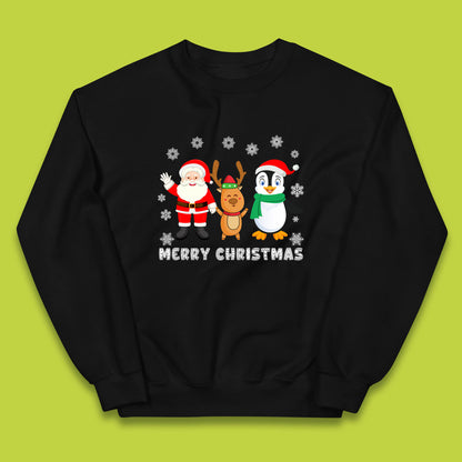 merry christmas penguin santa claus and reindeer jumper