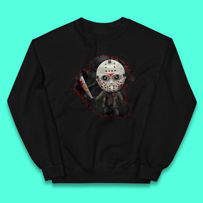 Chibi Jason Voorhees Holding Bloody Knife Halloween Friday The 13th Horror Movie Character Kids Jumper
