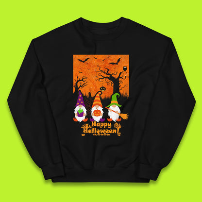 Happy Halloween Gnomies Spooky Witch Gnomes Scary Halloween Trees Gnome Lover Kids Jumper