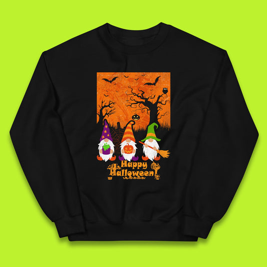 Happy Halloween Gnomies Spooky Witch Gnomes Scary Halloween Trees Gnome Lover Kids Jumper