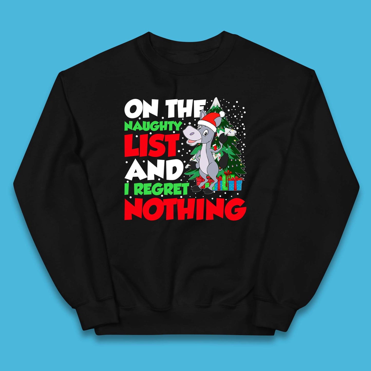 Donkey Christmas Naughty List Kids Jumper