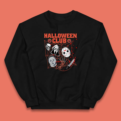 Halloween Club Horror Scary Friends Halloween Horror Movie Characters Kids Jumper