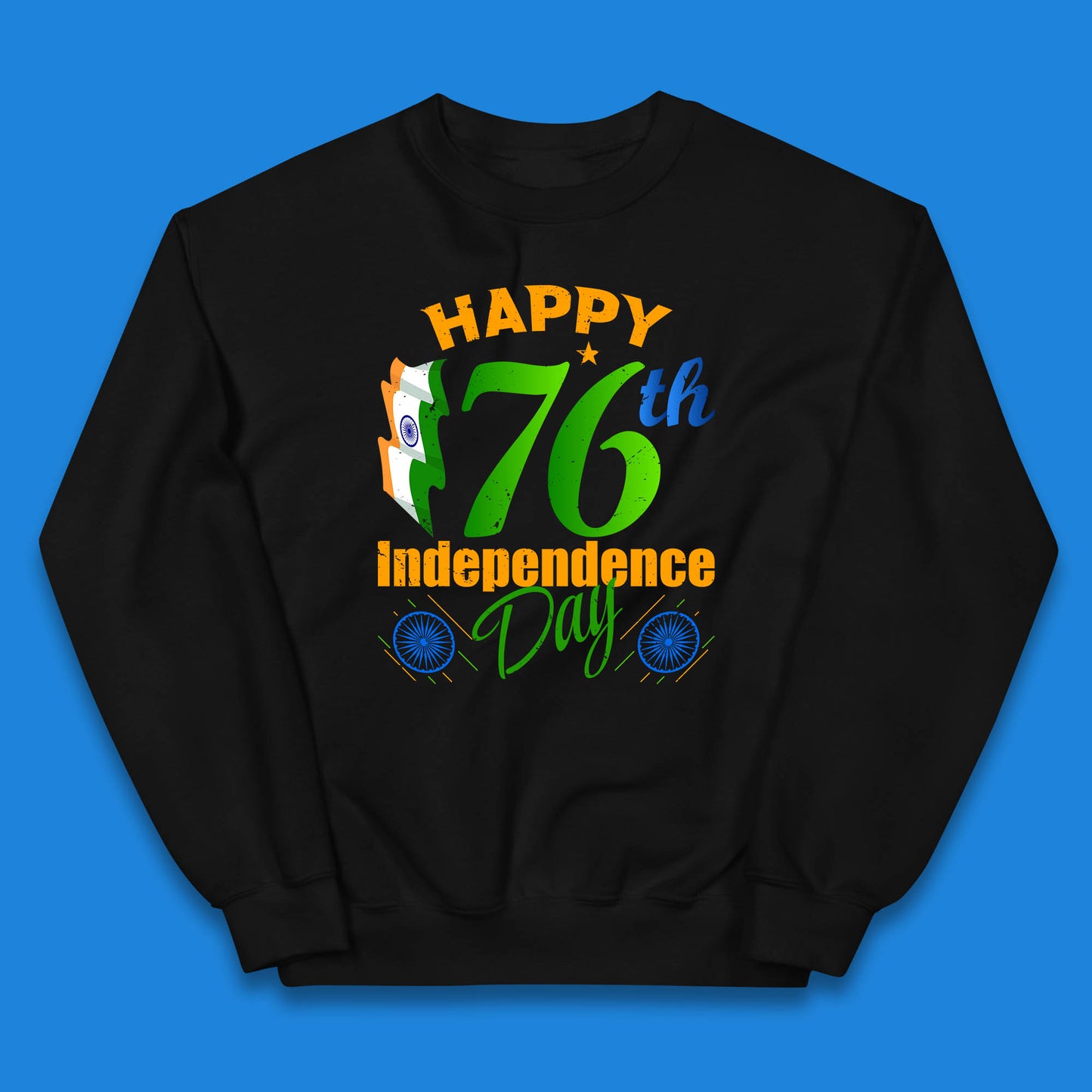 Happy India 76th Independence Day 15th August Patriotic Indian Flag Kids Jumper