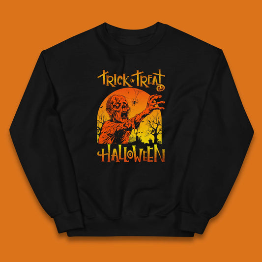 Trick Or Treat Halloween Zombie Horror Scary Spooky Vibes Kids Jumper