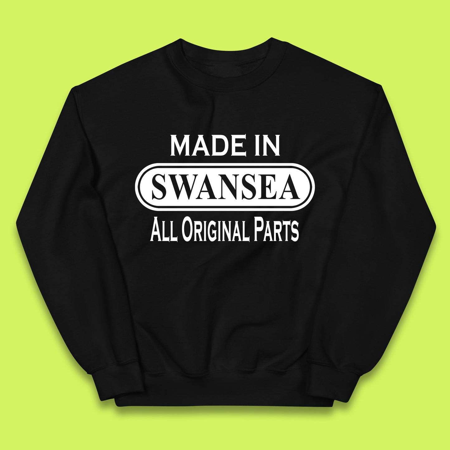 Made In Swansea All Original Parts Vintage Retro Birthday Coastal City Of Wales Gift Kids Jumper