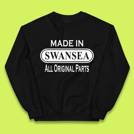 Made In Swansea All Original Parts Vintage Retro Birthday Coastal City Of Wales Gift Kids Jumper