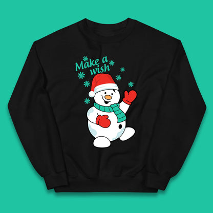 Make A Wish Snowman Christmas Kids Jumper