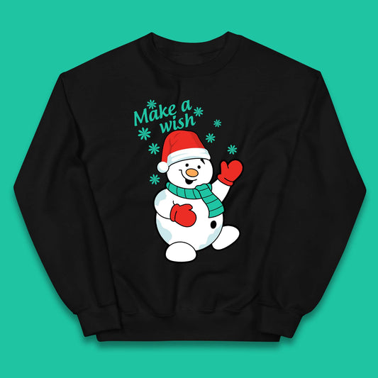 Make A Wish Snowman Christmas Kids Jumper