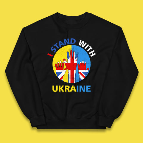 Peace Ukraine I Stand With Ukraine Ukrainian Support United Kingdom British Flag Kids Jumper
