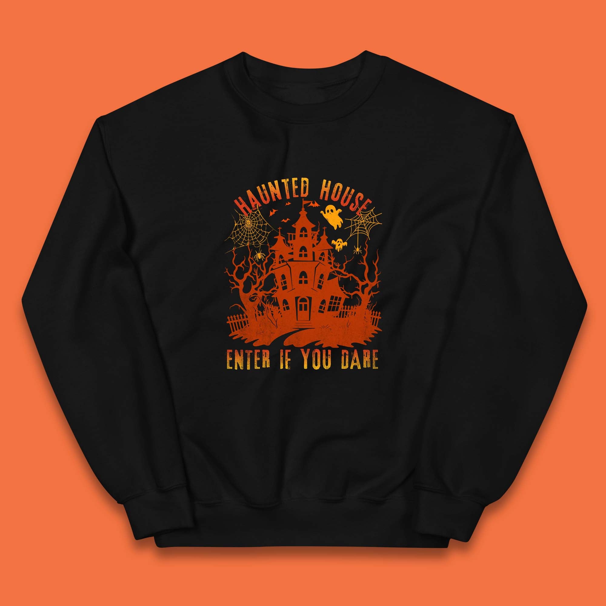 Haunted House Enter If You Dare Scary Halloween Nightmare House Spooky Season Halloween Party Kids Jumper