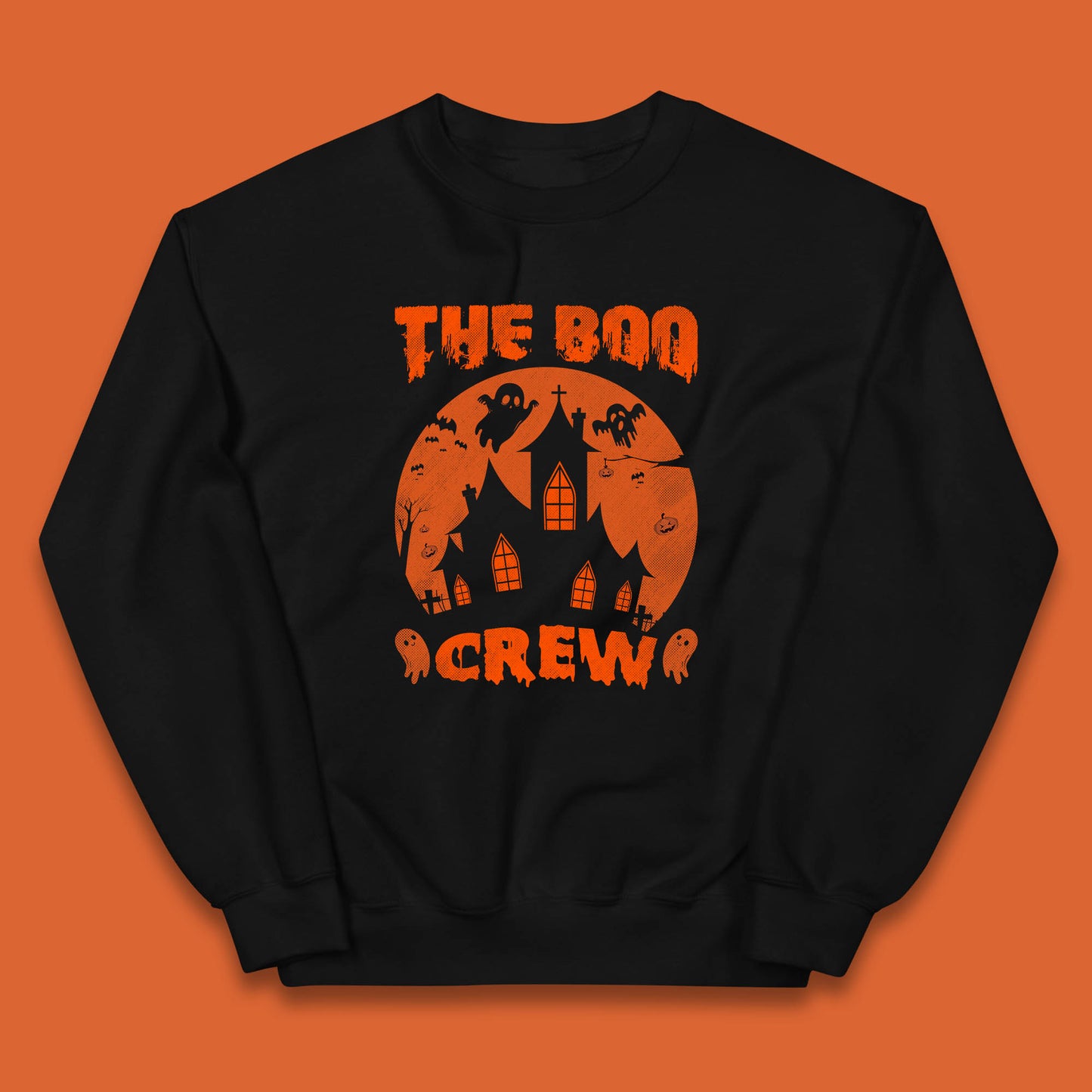 The Boo Crew Halloween Boo Squad Matching Costume Haunted House Horror Boo Ghost Kids Jumper