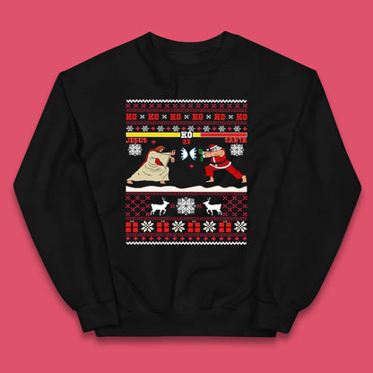 Jesus Vs Santa KO Christmas Kids Jumper