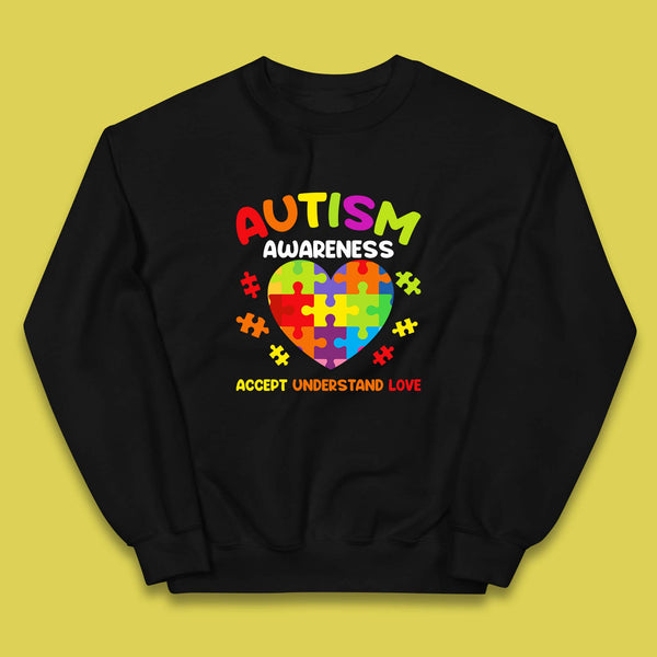 Autism Awareness Accept Understand Love Puzzle Heart Autism Support Kids Jumper