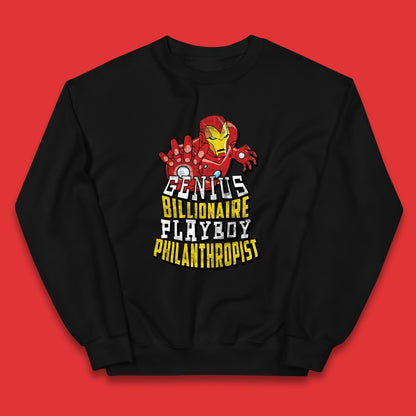 Tony Stark Quote Genius Billionaire Playboy Philanthropist Marvel Avenger Iron Man Superhero Movie Character Kids Jumper