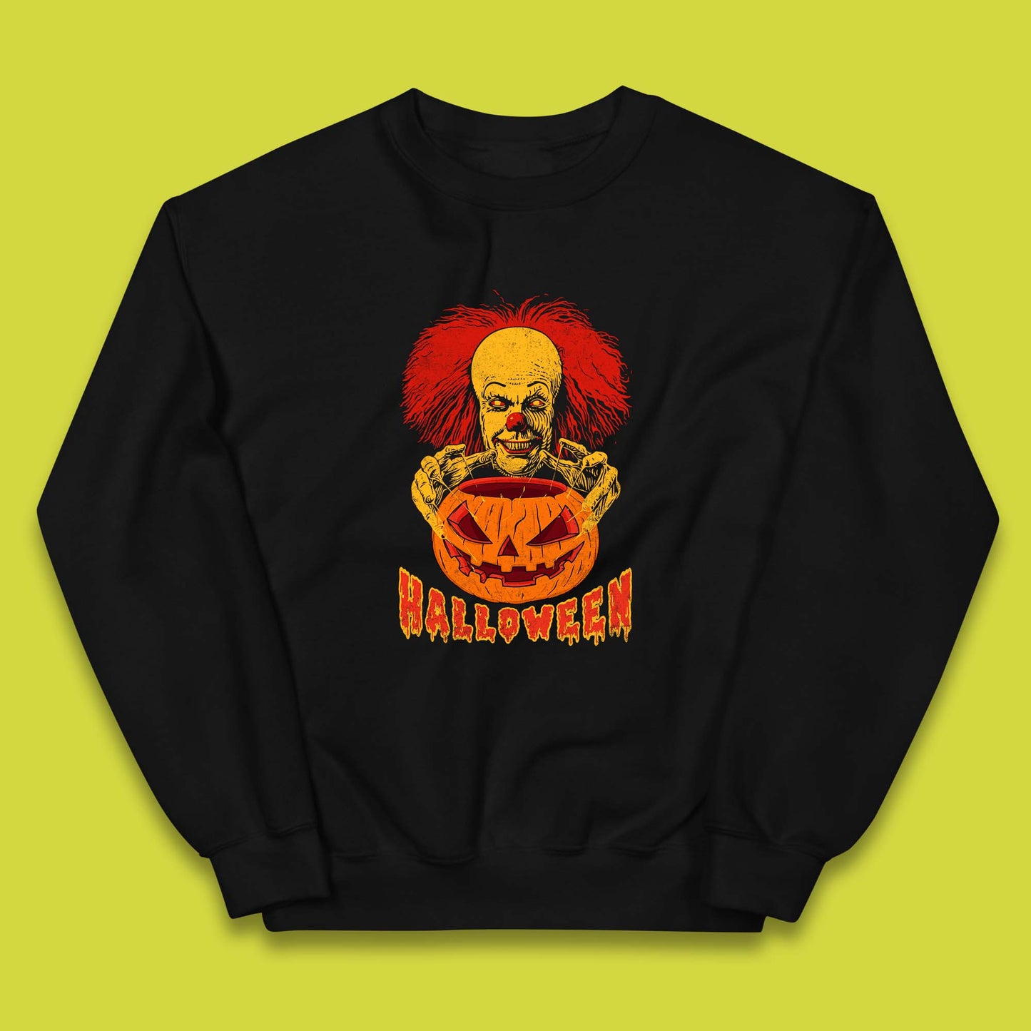 Pennywise Clown Hands Halloween Pumpkin IT Pennywise Clown Horror Movie Fictional Character Kids Jumper