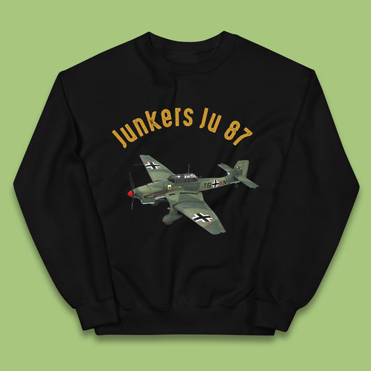 Junkers Ju 87 Or Stuka Dive Bomber And Ground Attack Aircraft Vintage Retro Fighter Jets World War II Remembrance Day Royal Air Force Kids Jumper