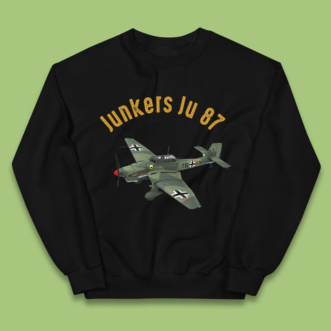 Junkers Ju 87 Or Stuka Dive Bomber And Ground Attack Aircraft Vintage Retro Fighter Jets World War II Remembrance Day Royal Air Force Kids Jumper