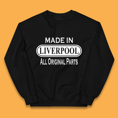 Made In Liverpool All Original Parts Vintage Retro Birthday City in North West, England Gift Kids Jumper