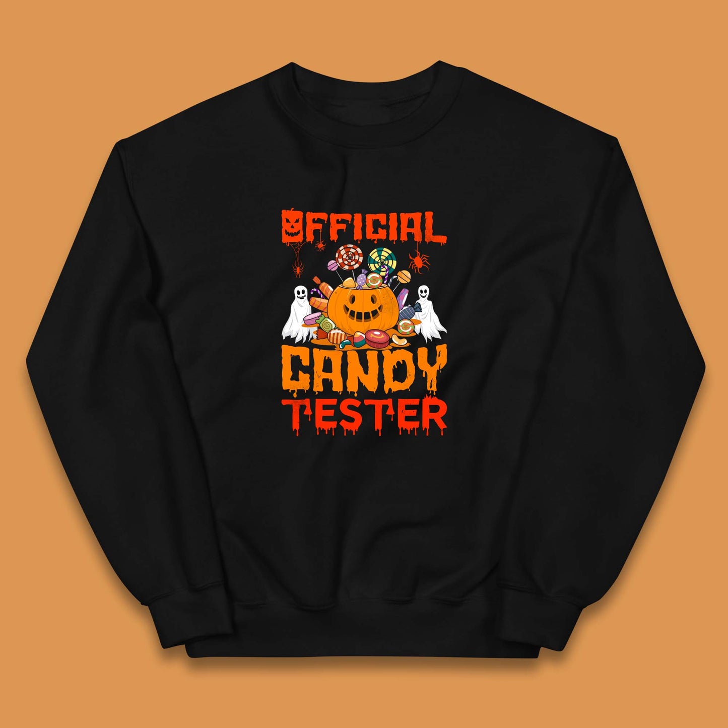 Official Candy Tester Halloween Trick Or Treat Funny Halloween Party Kids Jumper