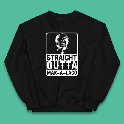 Donald Trump Straight Outta Mar-A-Lago USA Mugshot President Elections 2024 Kids Jumper
