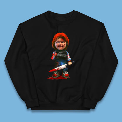 Chucky Mug Shot Russian Police Dept Hasbulla Magomedov Chucky Mini Khabib Inspired Halloween Horror Movie Good Guy Chucky Kids Jumper