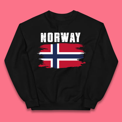 Distressed Norway Flag Kingdom Of Norway Patriotic Norwegian Flag Kids Jumper